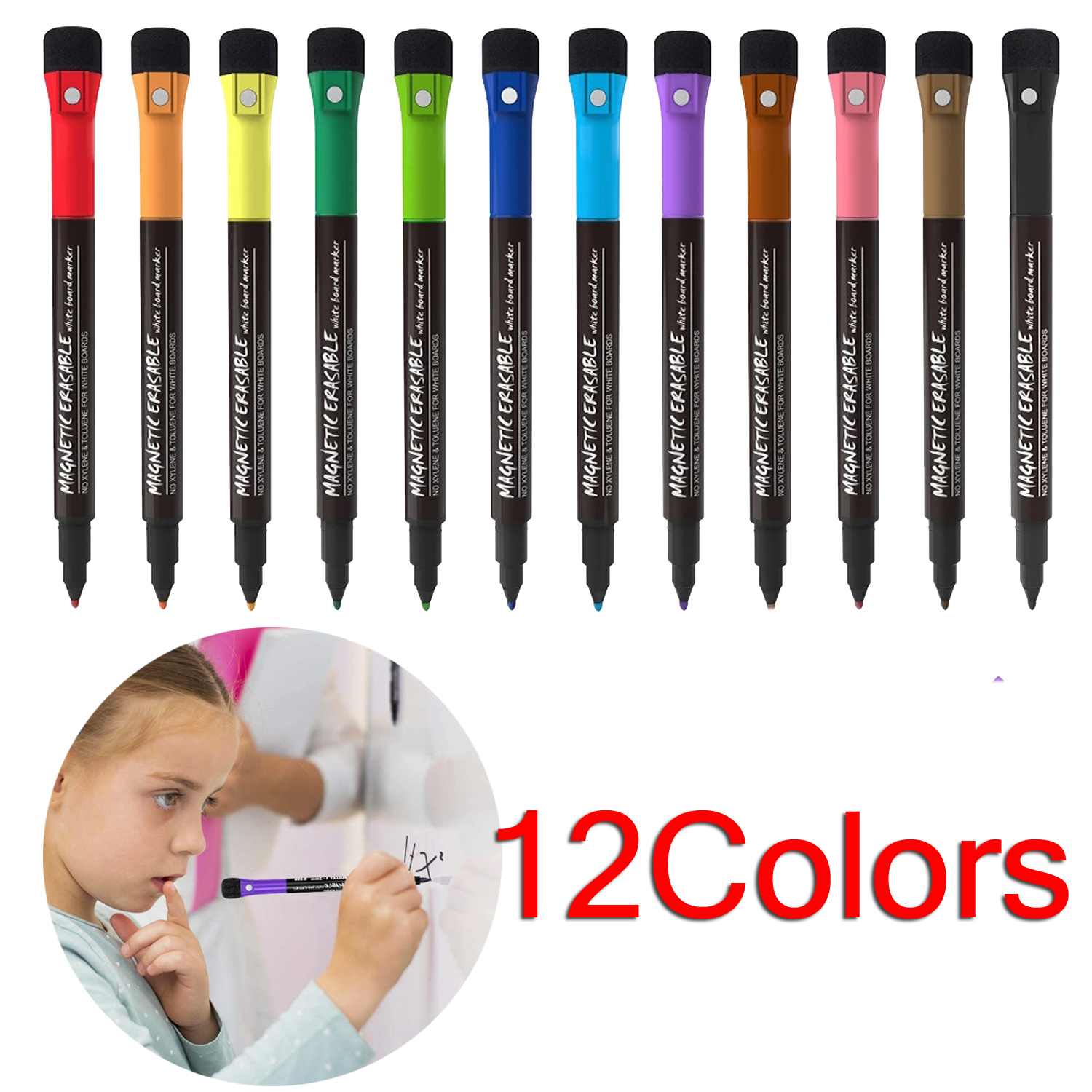 Fine Point Dry Erase Marker for Kids Whiteboard Markers Capped Board Markers with