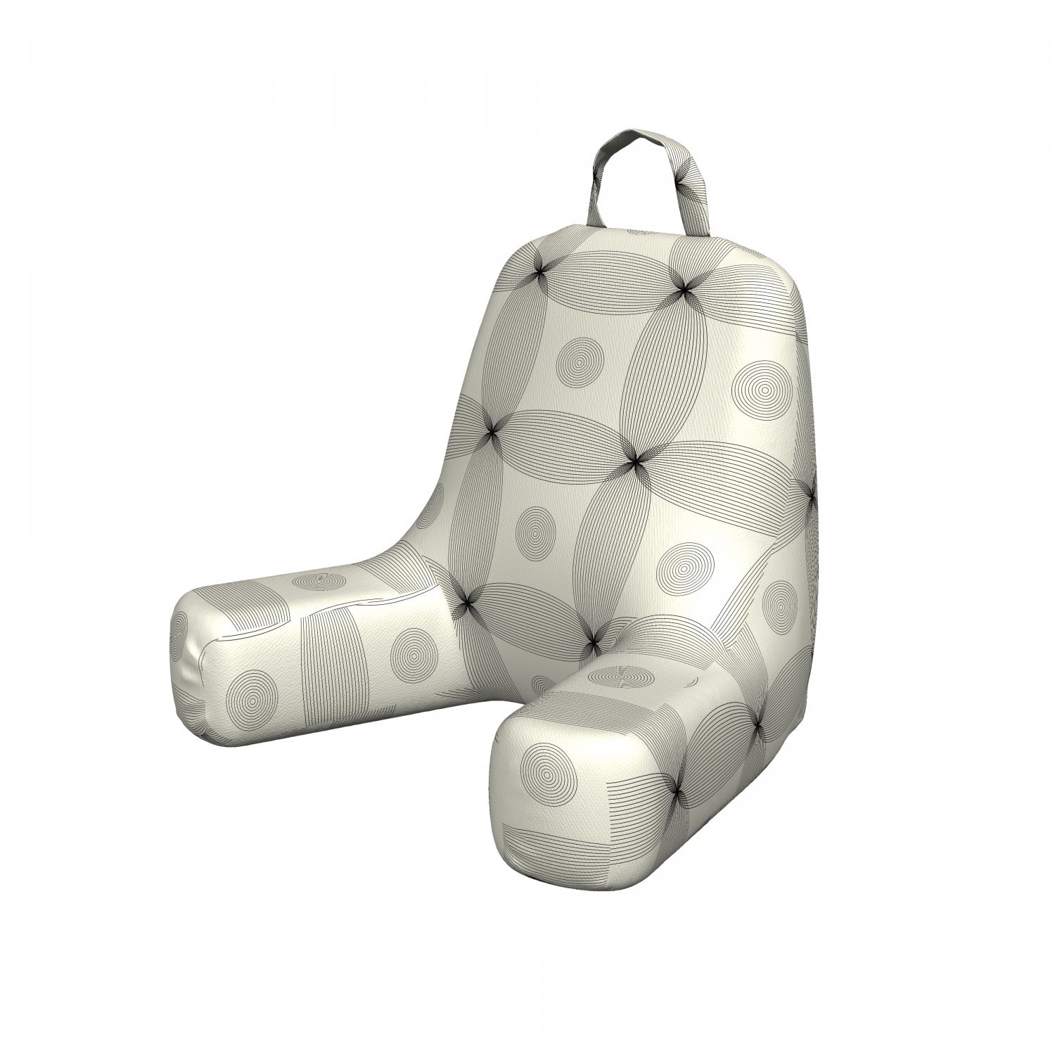 Geometric Reading Pillow, Minimalistic Thin Line Art Motif with Circles