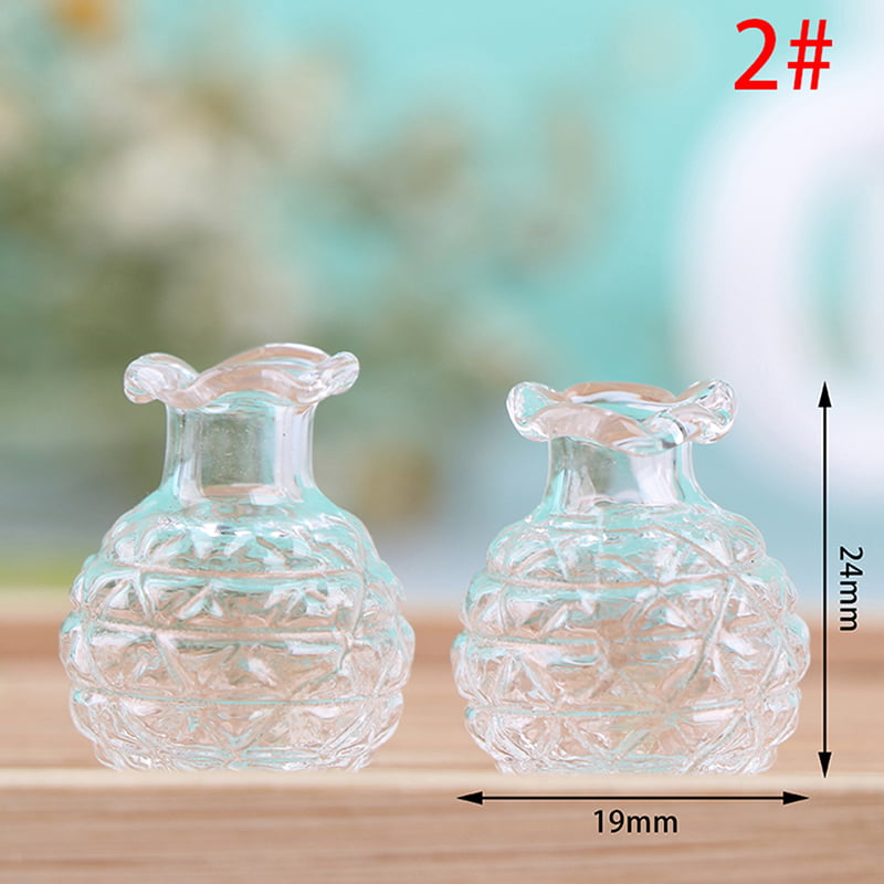 1:12 Dollhouse Miniatures Glass Vase Model Doll House Flowerpot Vase Decor 