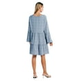 thumbnail image 5 of Women Loose Long Sleeve V Neck Bell Sleeve Chiffon Mini Dress S-2XL, 5 of 10