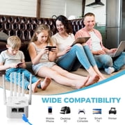 WiFi Range Extender Up to 12000 Sq.Ft Coverage, Dual Band 1200Mbps with 6 High-Gain Antennas, 3-in-1 Mode with Ethernet Port, Easy Setup