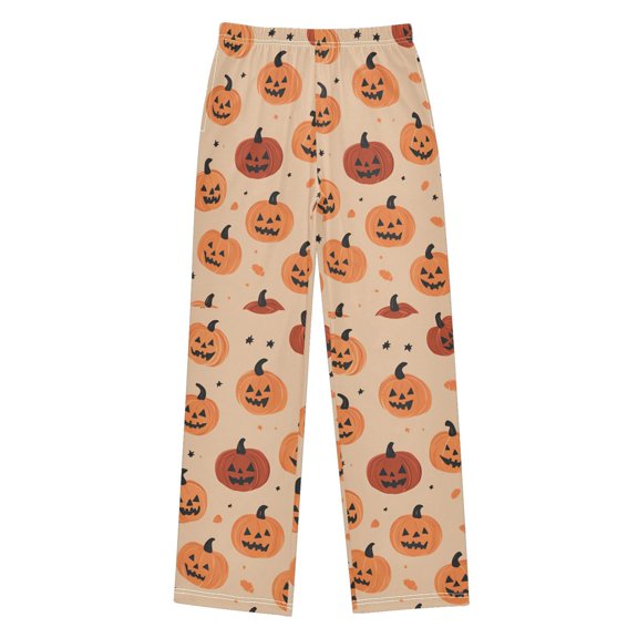 FORMRS Kids Pajama Pants with Pockets Size 6-8Y Boys Lounge Sleep Bottoms, Colorful Halloween Pumpkin Pattern