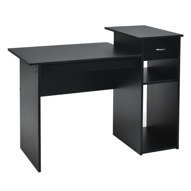 Giantex Computer Table Desk, Modern Simple Wooden Desk w/Storage Drawer & Compartments, Study Writing Computer Table for Home Office
