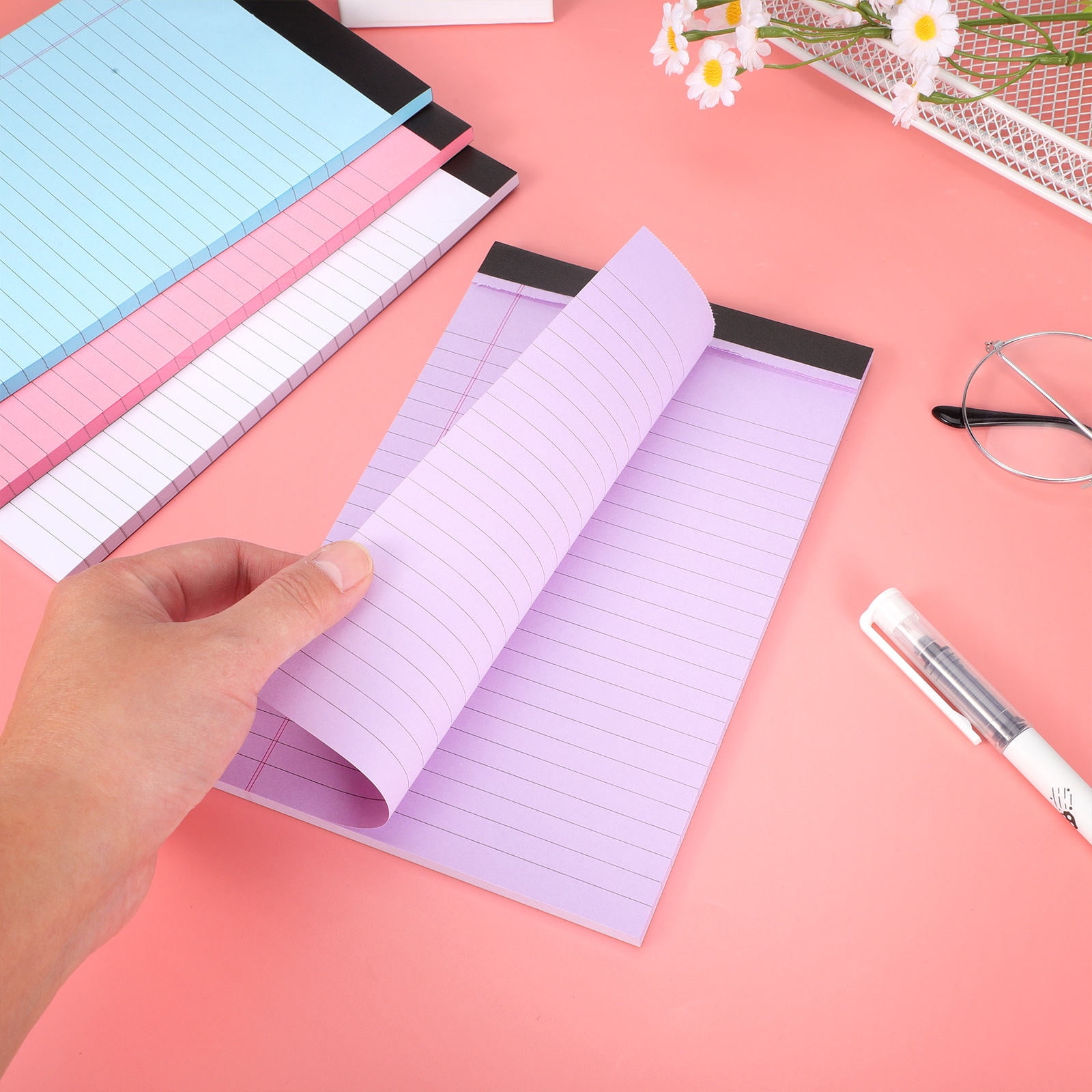 LOLIPPYY 4Pcs Multi Color Draft Memo Pad with College Ruled Paper for Office Use