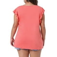 thumbnail image 3 of Agnes Orinda Women's Plus Size Tops Summer Notched V Neck Ruffle Sleeve Casual Blouse 1X Orange, 3 of 6