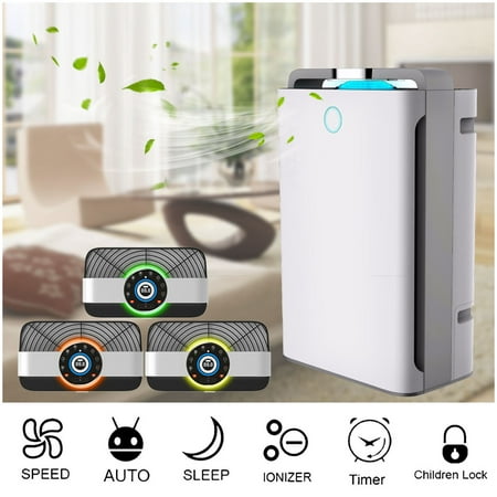 AUGIENB True HEPA Air Purifier 4-in-1 True HEPA, Humidifier, Ionizer UV Lamp Sanitizer Air Purifier for Allergies & Pets, Rooms, Smokers, Dust, Mold, Allergens, Odor
