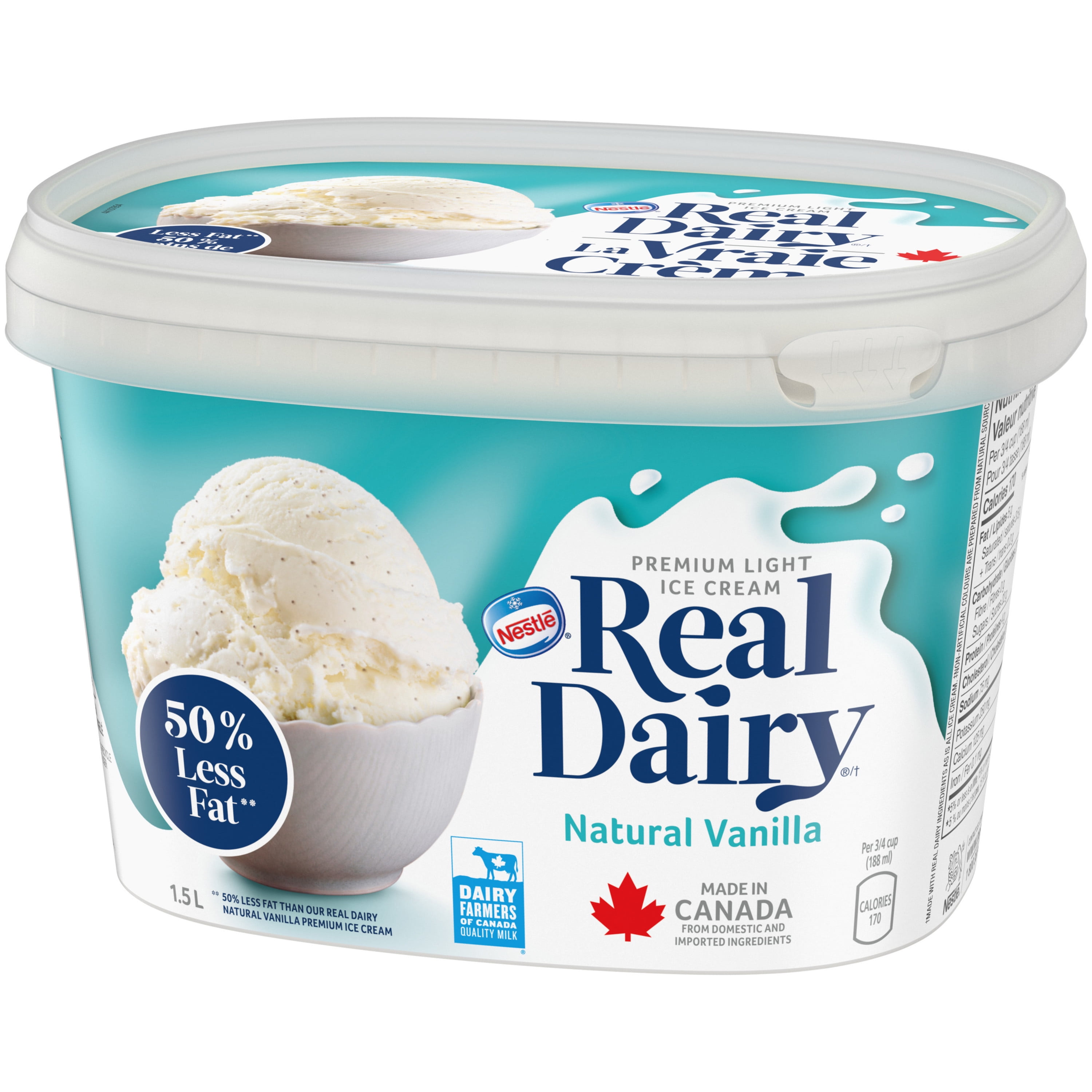 REAL DAIRY® 50% Less Fat Natural Vanilla Premium Light Ice Cream 1.5 L Tub