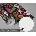 thumbnail image 6 of S4sassy Self-Stick Decorative Wallpaper, Vibrant Wildflower Bloom Wall Paper, Vinyl Waterproof Contact Paper, Black, 25"x360" Removable Renter Friendly Wall Covering For Bedroom, Dining room, 6 of 9