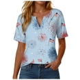 thumbnail image 2 of UngA Womens 250th Anniversary Patriotic July 4th T-Shirt USA 1776-2026 V-Neck Shirt for Women (Sky Blue,L), 2 of 4