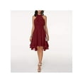 thumbnail image 2 of Women Sleeveless Halter High Low Pleated A-Line Flare Hem Chiffon Midi Dress, 2 of 10