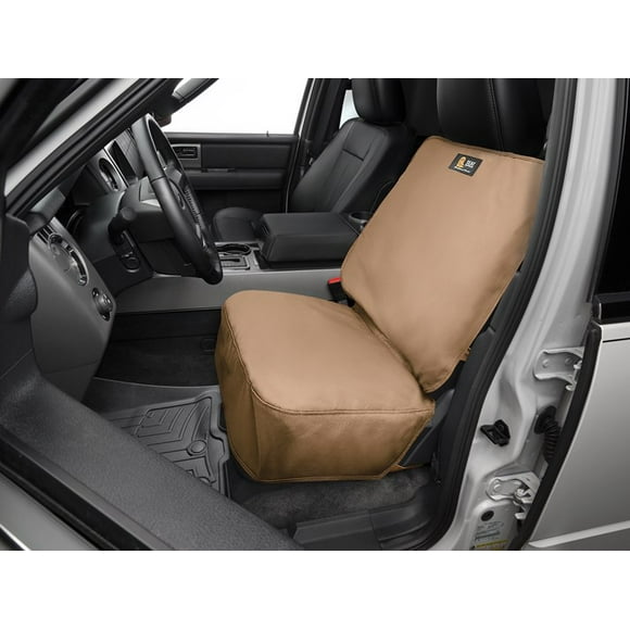 Weathertech Seat Cover SPB002TNBX Bucket Seat With Headrest; Polycotton Twill; Tan; Single; Semi-Custom; Retail Box
