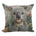 thumbnail image 2 of Koala Pillow Cover, Jungle Animal Throw Pillow, Faux Embroidery Wildlife Decor Cushion, 18x18 Inch Nature Inspired Pillow for Sofa and Living Room, 2 of 6