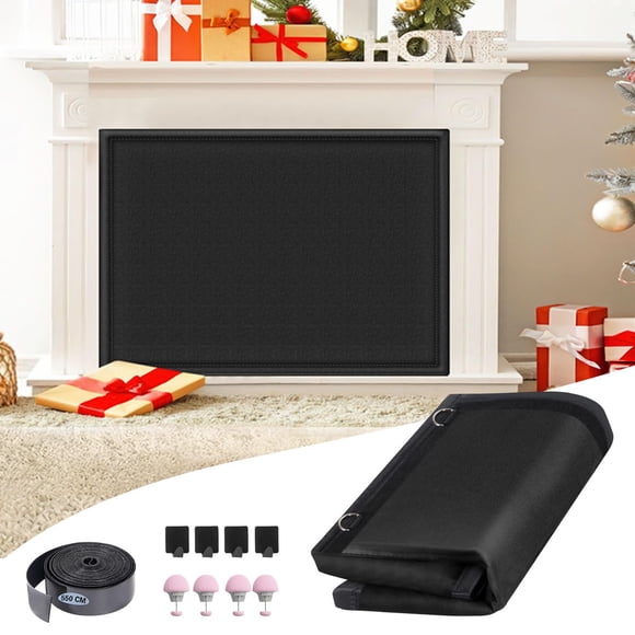 Bloqueador de Corrientes para Chimenea CADARA 107x81 cm Negro Magnético