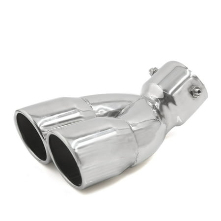 Cut Exhaust Tip - 75mm Inlet Dual Outlet Cut Stainless Steel Exhaust Muffler Tip for Auto Car
