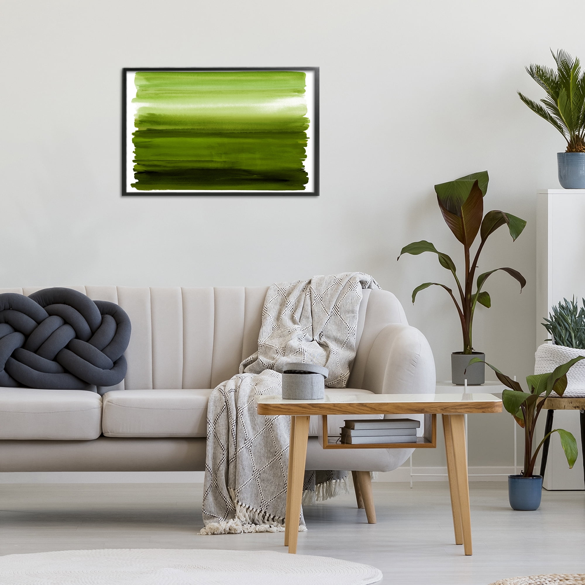 Stupell Industries Ombre Green Gradient Black Framed Giclee Art, design by Allie Corbin
