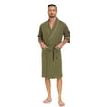 thumbnail image 3 of MAYFISH 100% Cotton Mens Lightweight Robe Summer Short Sleeve Bathrobe Soft Knee Length Robe with Pockets (Olive Green, L), 3 of 6