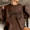 thumbnail image 2 of Zpanxa Women's Graphic Print Crewneck Sweatshirt, Long Sleeve Loose Fit Pullover Top for a Casual Streetwear Fashion Style Brown B M, 2 of 4
