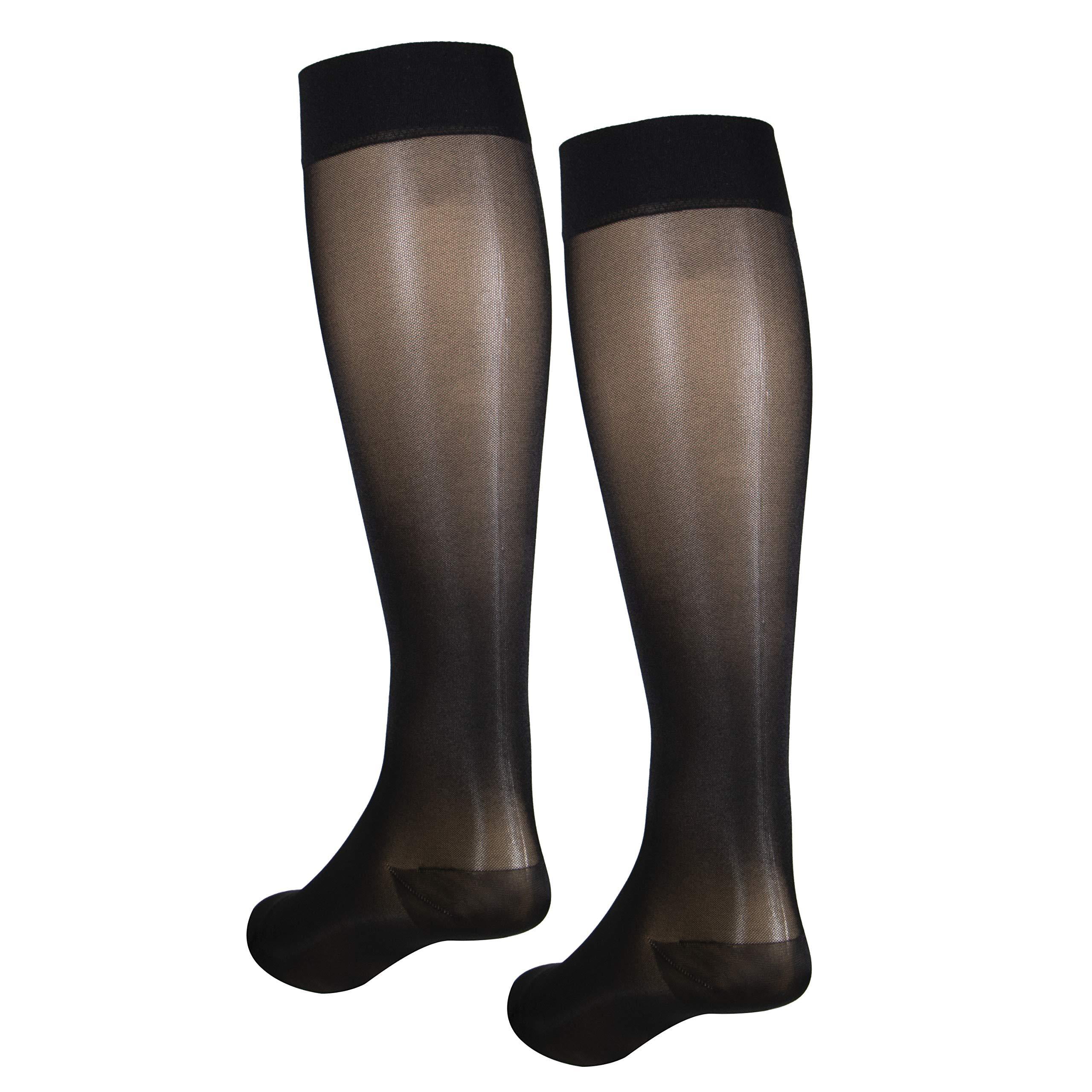 NuVein Compression Pantyhose Women's 15-20 mmHg Sheer Nylon Hosiery Tights Closed Toe X-Tall Black