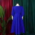 thumbnail image 4 of AURA Women’s Flared Mid Length Dress Round Neck Three Quarter Sleeve High Waist Zipper S XXXL, 4 of 7