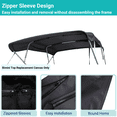 thumbnail image 5 of SavvyCraft™ 4 Bow Bimini Top Replacement Canvas Cover 4 Bow 96" L 54"-60" W Black Color with Zippered Pockets, 5 of 6