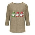 thumbnail image 4 of qelini Christmas Tee Shirts for Women Plus Size Dwarf Print Crewneck Pullover Ribbed 3/4 Sleeve Tops Casual Holiday Blouses, 4 of 5