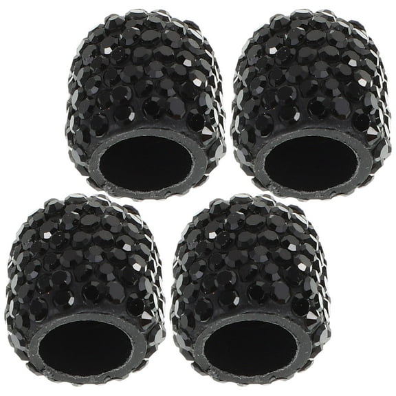 Raindrops 4Pcs Black Plastic Rhinestone Valve Caps for Glowing and Bling Effect on Wheels