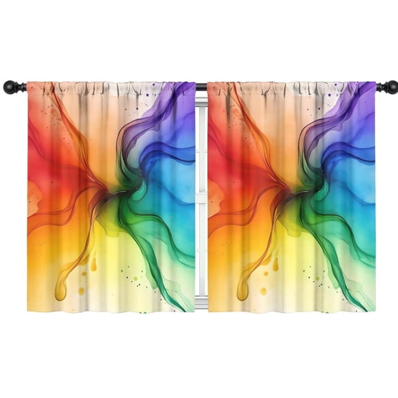 Blackout Kids Curtains,Colorful Ink Pattern Childrens Insulated Curtains Set Of 2,Bedroom Essentials,Toddler Room Decor 42"x54"