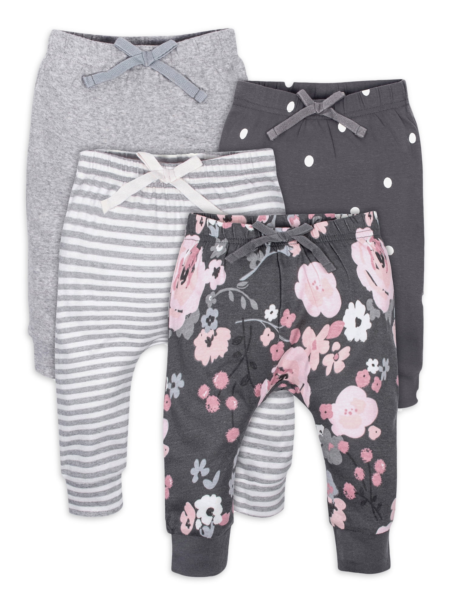 Modern Moments by Gerber Baby Girl Jogger Pants, 4Pack (Newborn24