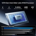 thumbnail image 3 of Mini PC Intel Alder Lake N100 (up to 3.4GHz), Desktop Computer Fanless Windows 11 Pro, 8G DDR4 RAM/256G SSD/4K UHD/WiFi 6, BT 5.2 for Business Home Office Recreation, 3 of 11