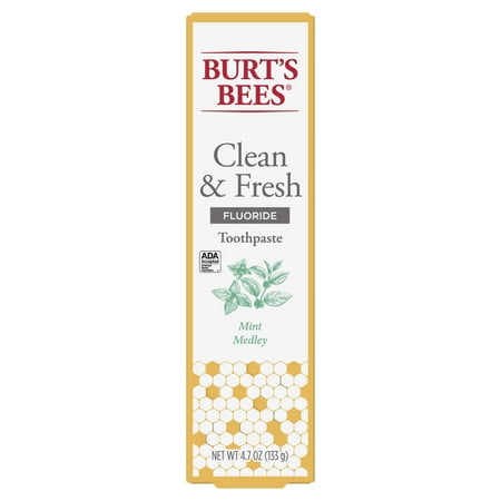 Burt's Bees Toothpaste with Fluoride, & Fresh, Mint Medley, 4.7 oz