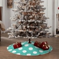 thumbnail image 4 of Xecao Teal Turquoise And White Polka Dot Pattern Christmas Tree Skirt Round Xmas Tree Mat Base Cover for Holiday Home Decorations-48", 4 of 6