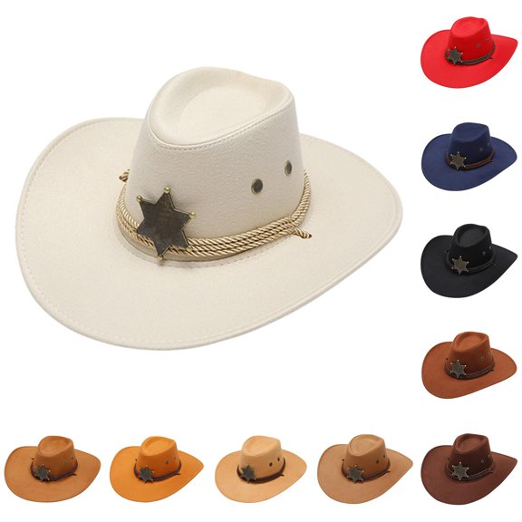 Western Cowboy Hat for Men Women Style with Star Buckle Decoration Cowboy Vest for Men Cowboy Hat 7 1/8 Sombrero Hats Party Pack Rancher Hat College Party Hat Girls Cowboy Hat Hat Cow Boy Hat Cover
