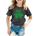 thumbnail image 4 of Teen Girl Shirts Trendy St. Patrick's Day Shirt Fashionable Short Sleeve T-Shirt Crew Neck Blouse Tops T-Shirts Toddler To Big Kid Black,6-7 Years, 4 of 4