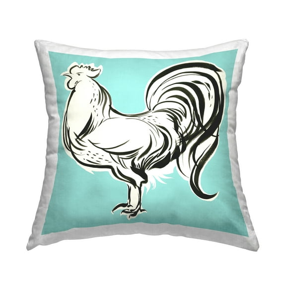 Stupell Industries Abstract Rooster Doodle Square Decorative Printed Throw Pillow, 18 x 18