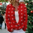 thumbnail image 1 of Red Christmas Sweater For Women Cute Funny Xmas Open Front Button Down Sweater Cardigans Fall Winter Long Sleeves Knitted CoatChristmas Sweater For Women Cute Funny Xmas Open Front But, 1 of 5