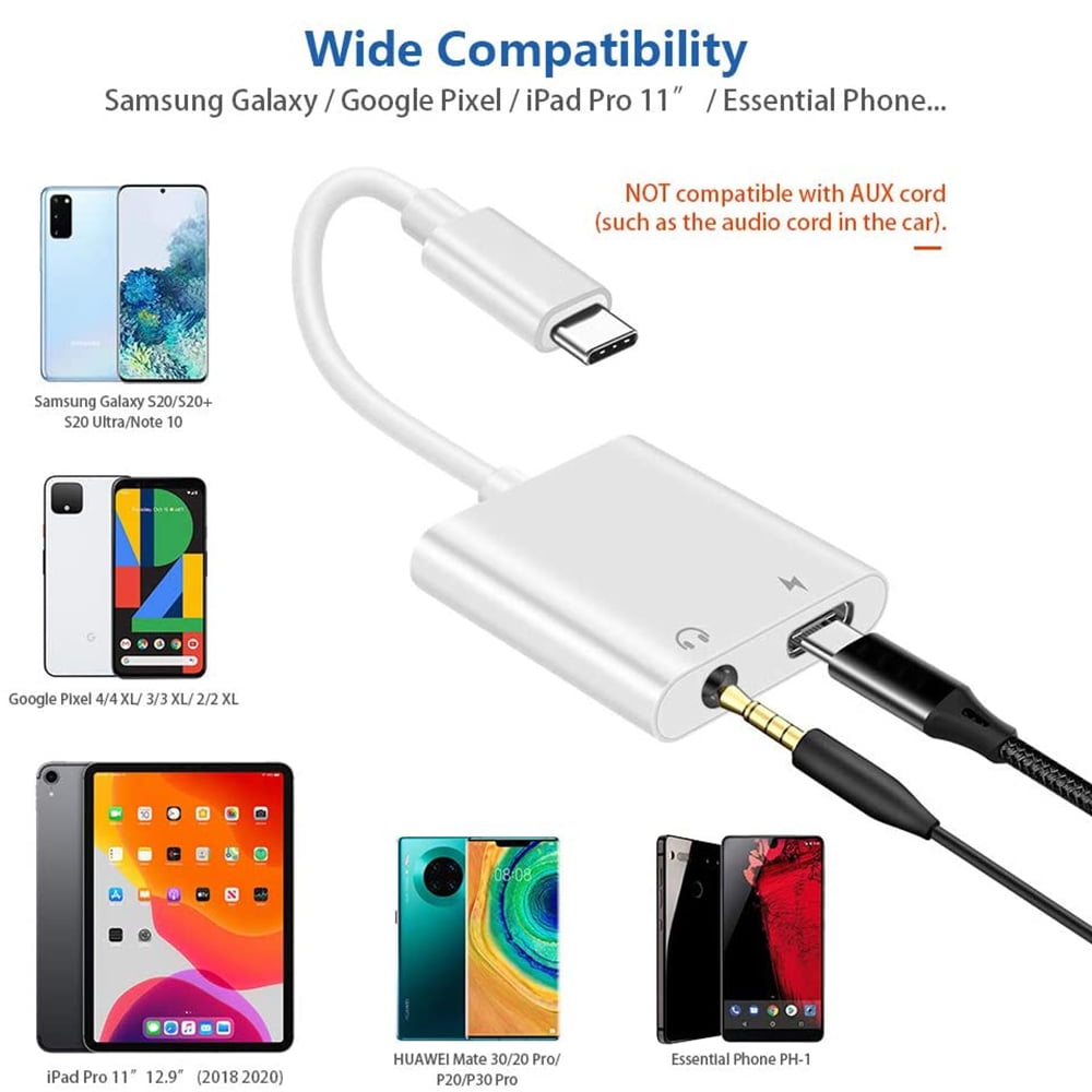 Essential Ph-1 y más USB C teléfono-Gris Adaptador de Auriculares USB C a 3,5 mm Compatible para Pixel 4 3 y 3XL Galaxy Note 10/10+/S20/20+/20 Ultra,iPad Pro 2018 4XL 2 XL 