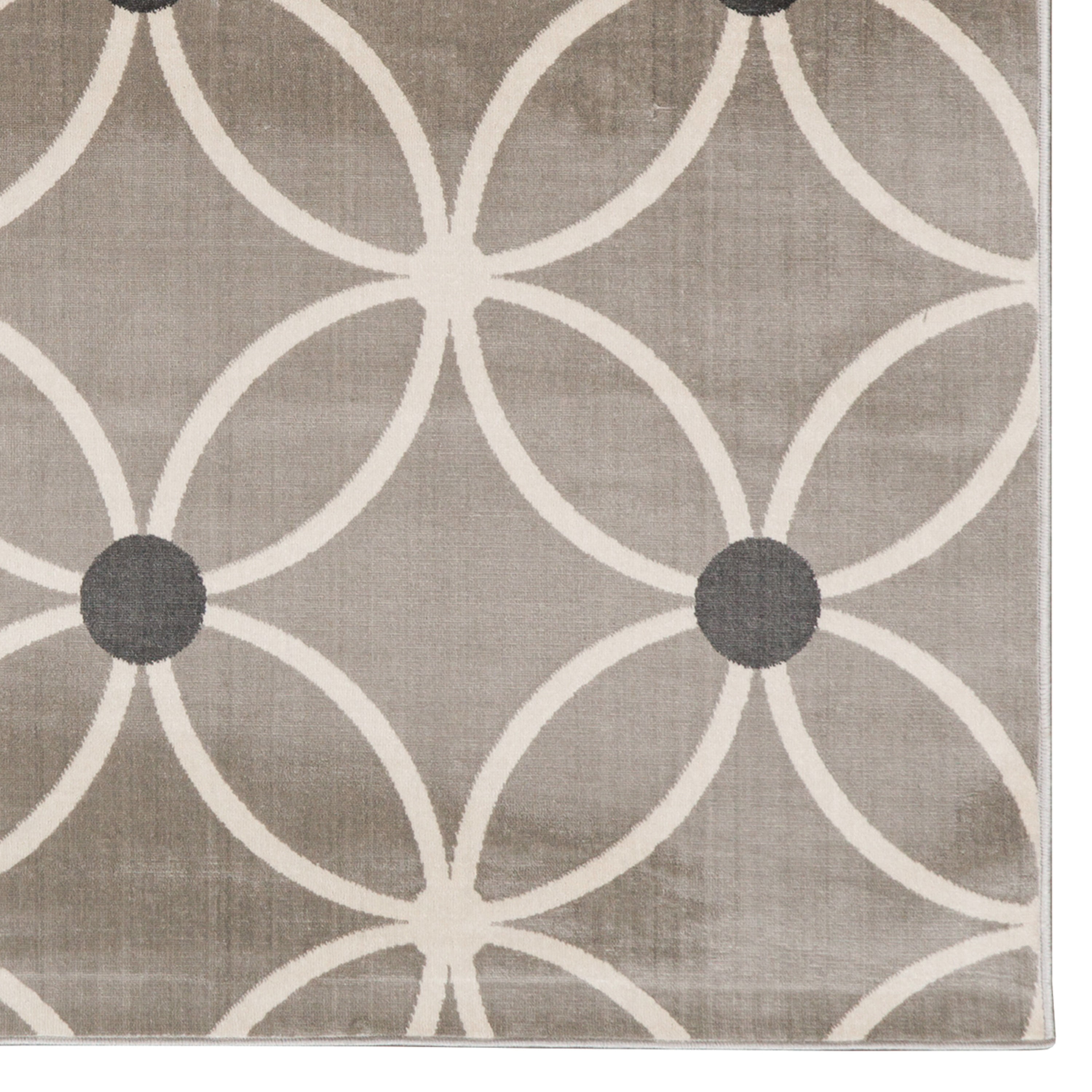 Vintage Tangram Rug Grey 8x10 Soft Microfiber Polyester Distressed Design