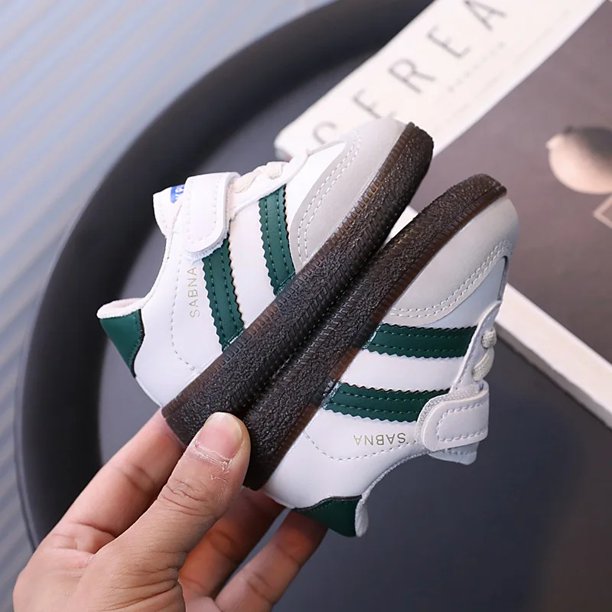 2024 primavera y otoño zapatos para caminar para hombres y mujeres 1-2 años tablero de cuero de 3 piezas zapatos deportivos para niños pequeño blanco S