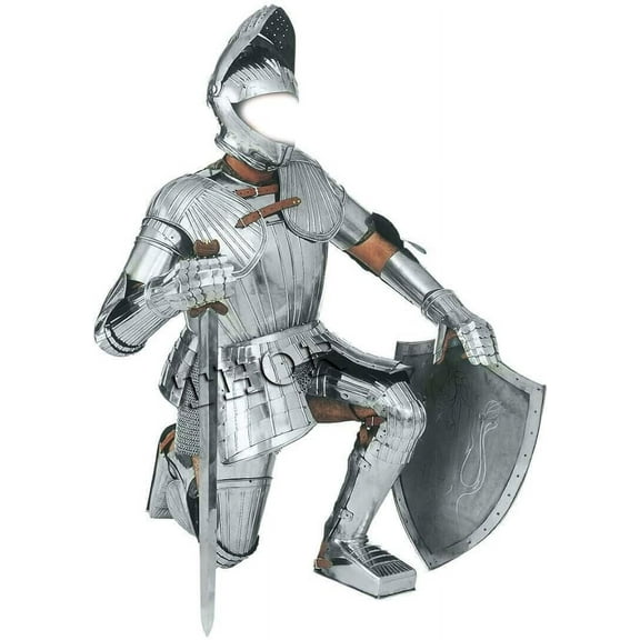 Medieval Italian Suit of Armor Full Body W/Sword/Shield Helmet Wearable Costume Rustic Vintage Home Decor Gifts