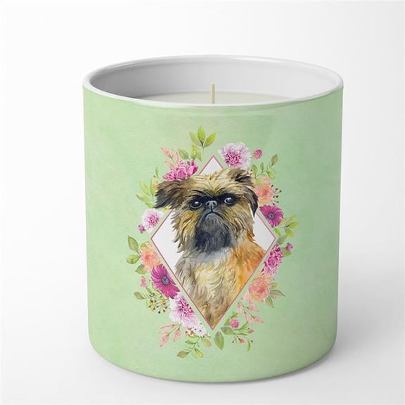 10 oz Brussels Griffon Green Flowers Decorative Soy Candle