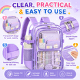 thumbnail image 5 of SANMADROLA Clear Backpack School Backpack Bookbag Transparent Bag Large Heavy Duty Stadium Approved See Through Backpack Waterproof PVC with Reinforced Strap for School Work Travel with Reflective, 5 of 9