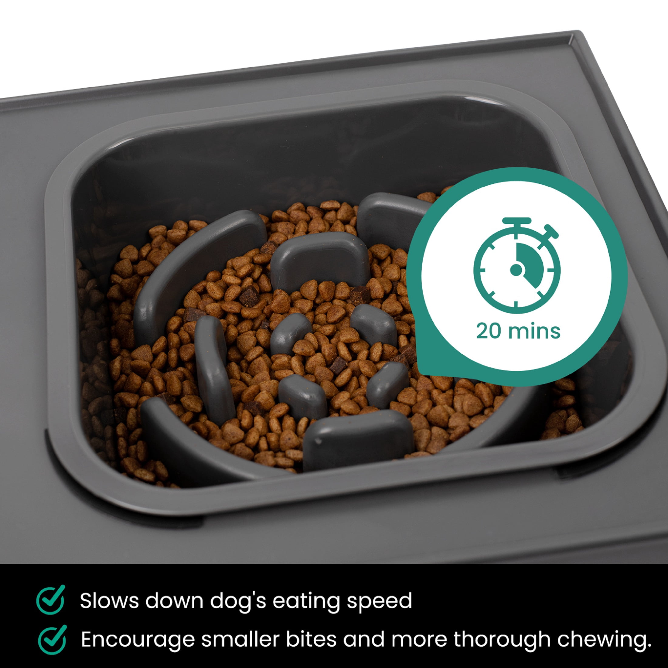 Elevated Dog Bowls with 2 Stainless Steel Dog Bowls, Raised Dog Bowl Adjusts to 5 Heights for Small Medium and Large Dogs,Gray