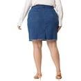 thumbnail image 4 of Falde mezclilde talgrande pamujer Faldas de mezclildesgastadas bordadas informales Azul medio XXL, 4 of 6