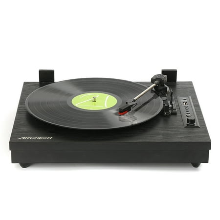 Archeer Turntable Record Player Vintage Vinyl Turntable Player with Built-in Stereo Speaker, 3-Speed Belt Drive, Vinyl-to-MP3 Recording, RCA Output,15.69 x 13.76 x (Best Vintage Belt Drive Turntable)