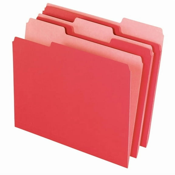 OFFICE DEPOT 2-TONE FILE FOLDERS, 1/3 CUT, LETTER SIZE, RED, BOX OF 100 - RED