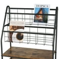 thumbnail image 5 of VECELO Floor Standing Magazine Newspaper Rack, 4-Tier Book Brochure Storage Display Stand, Brown, 5 of 8