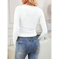 thumbnail image 6 of Long Sleeve Shirts for Women 2025 Fall Fashion V Neck Basics Crop Tops Slim Fitted Y2K Tops Outfits Clothes White S, 6 of 8