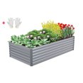 thumbnail image 4 of AMOBRO 8x4x2ft Outdoor Metal Raised Garden Bed Planter Box for Vegetables, Flowers, Herbs w/ 3 Tomato Cages Silver, 4 of 12