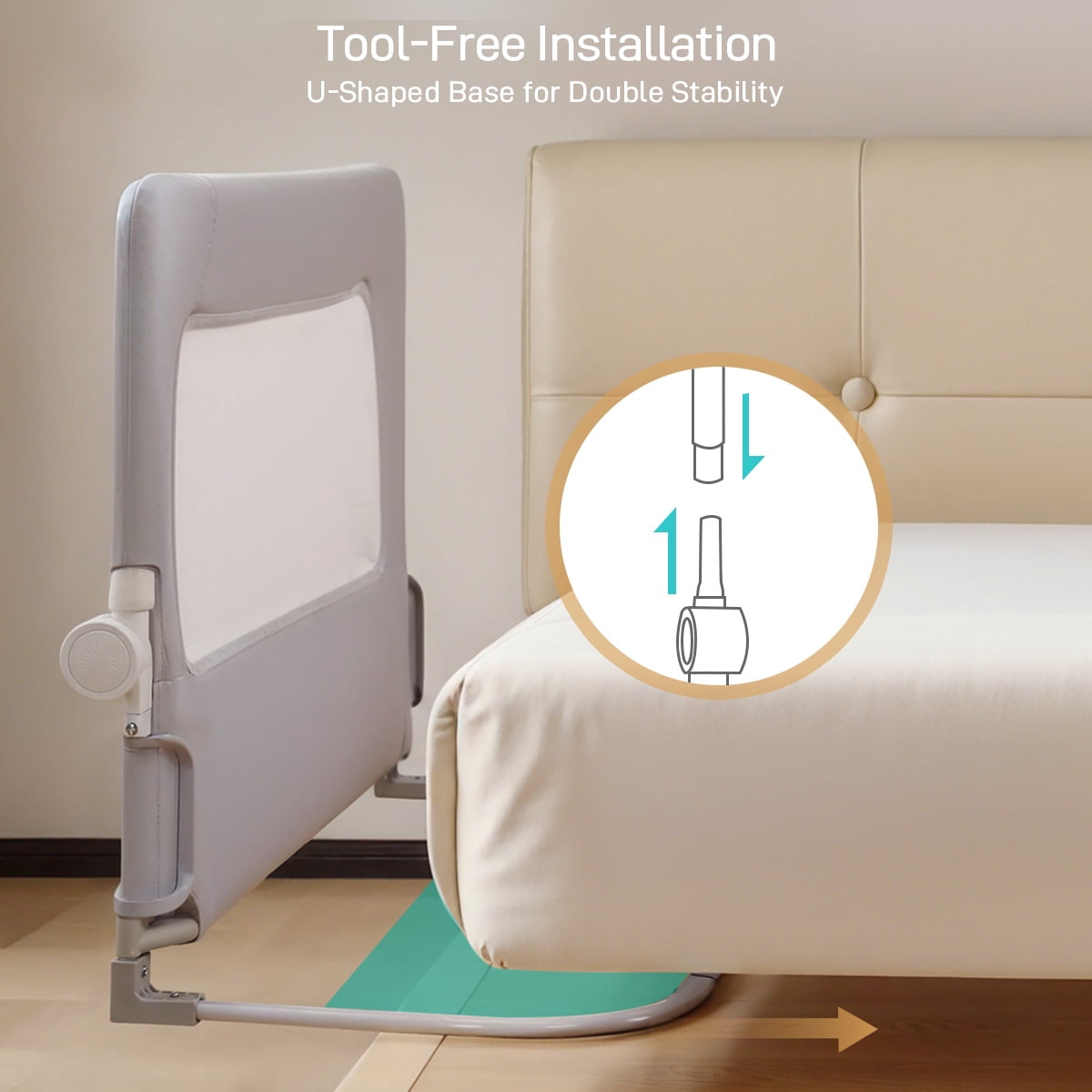 Bed Rail for Toddlers, Caveen 47" Toddler Bed Rails, Bed Rail Guard for Kids, Twin, Full, Queen Bed