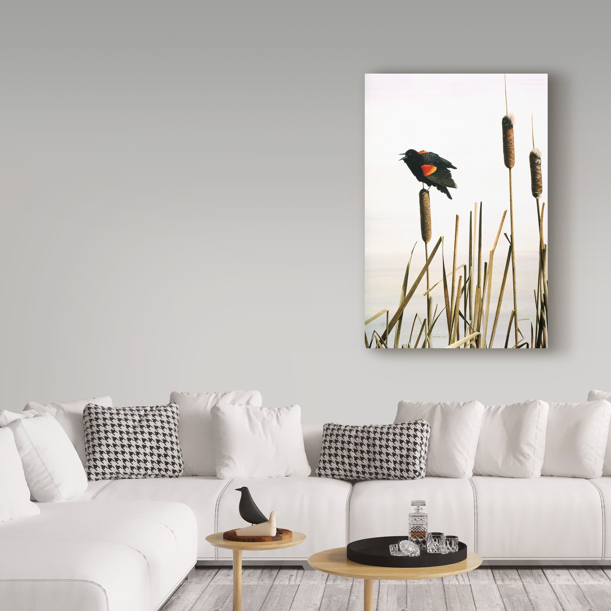Trademark Fine Art 'Early Arrival Red Winged Blackbird' Canvas Art by Ron Parker
